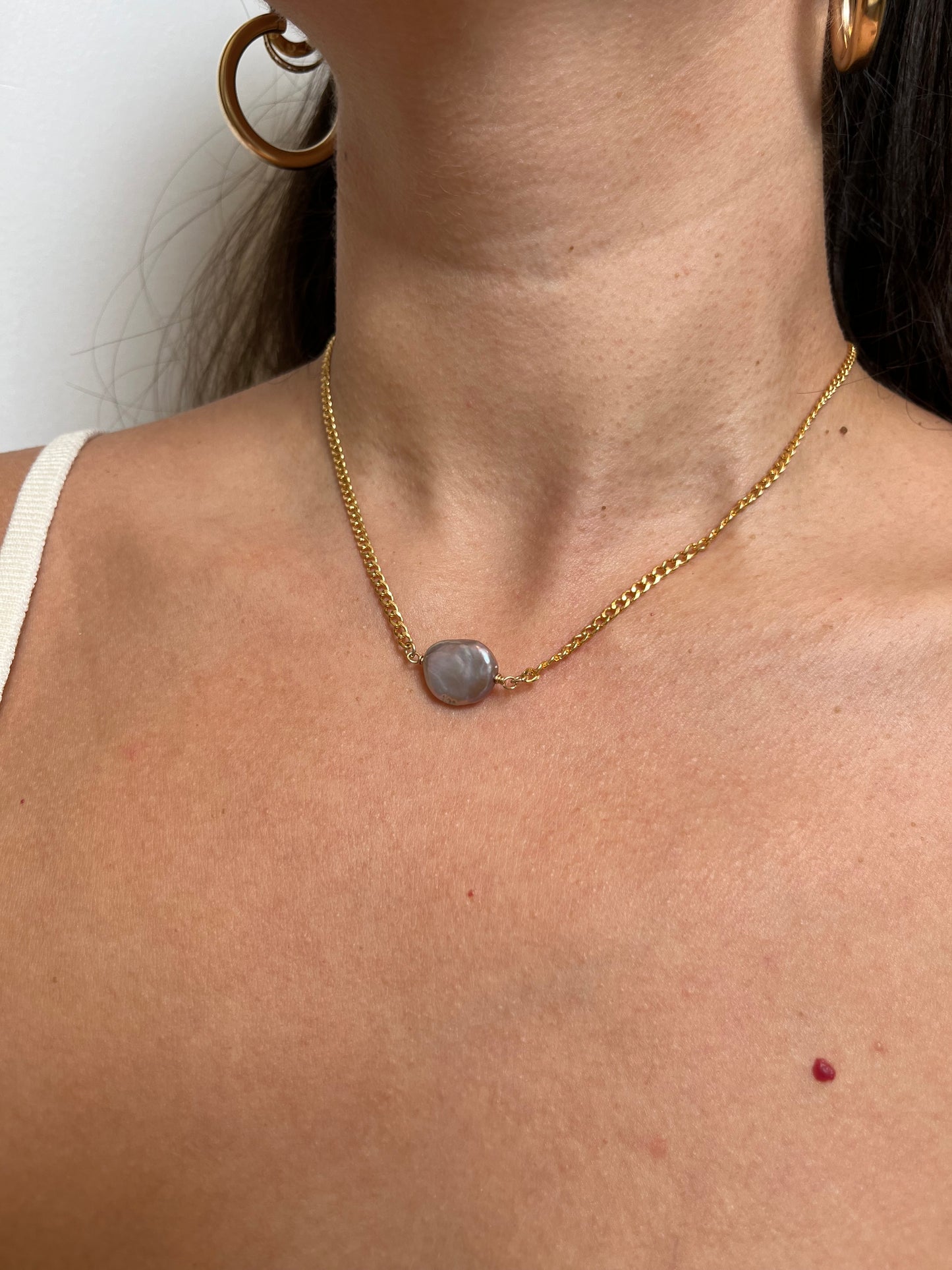 Pink Pearl Mini Cuban Necklace