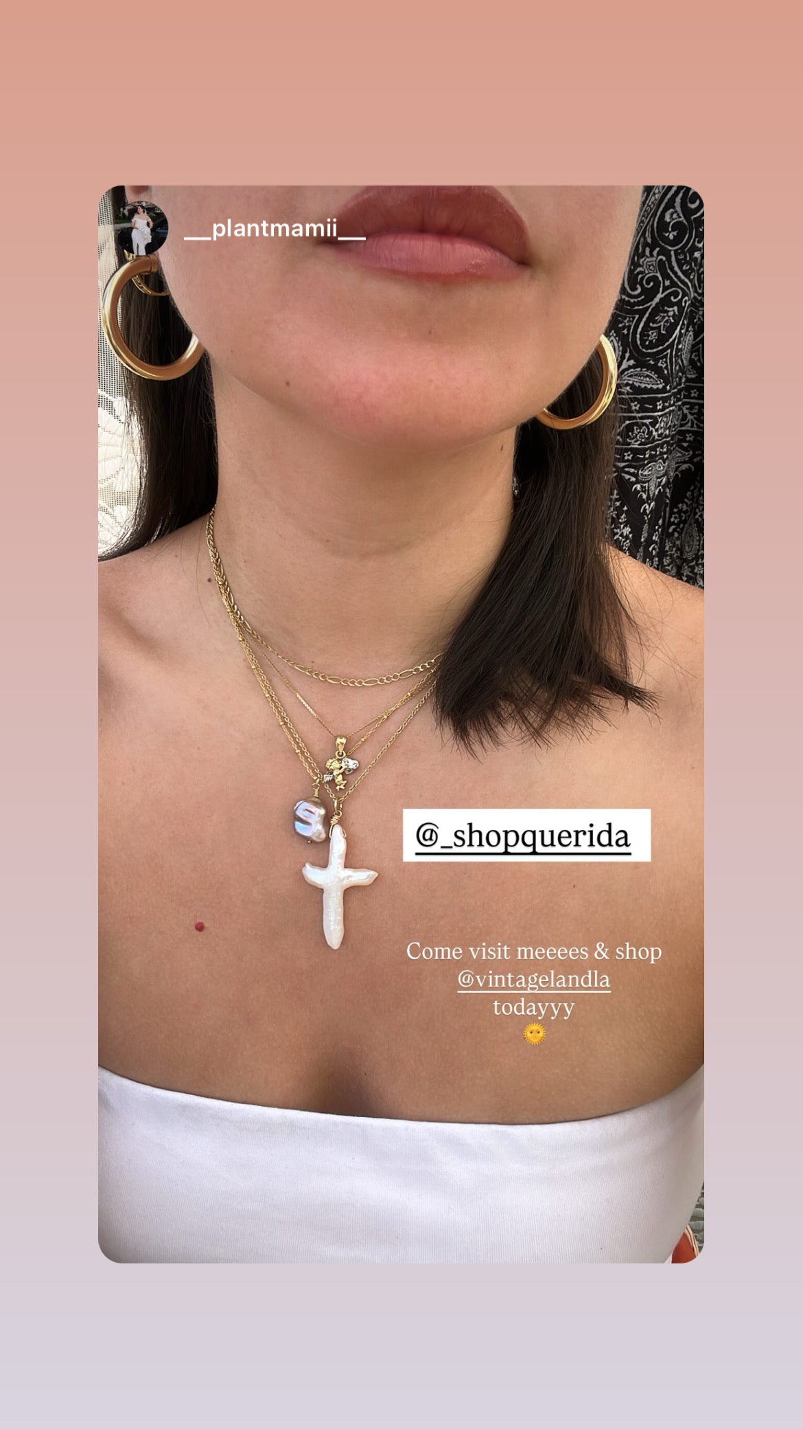 Freshwater Pearl Cross Necklace