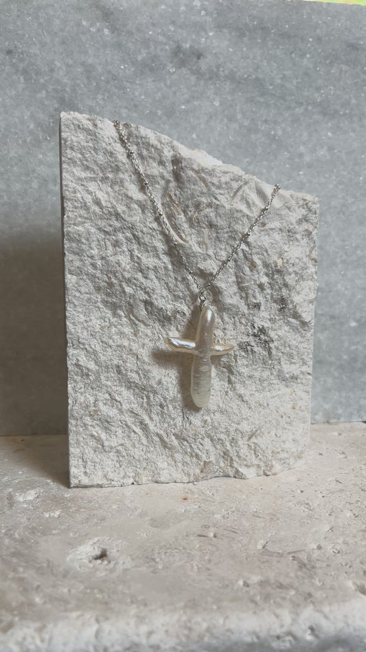 Freshwater Pearl Cross Necklace
