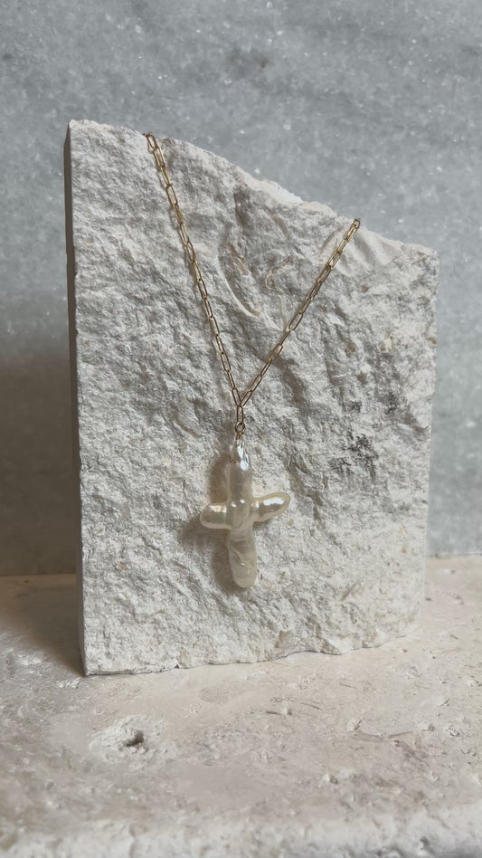 Freshwater Pearl Cross Necklace